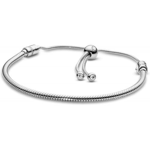  Pandora Moments Silver Sliding 597125CZ-2 Womens Bracelet