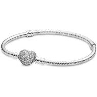 Pandora Womens Bracelet with Pave Heart 590727CZ, Sterling Silver