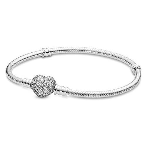  Pandora Womens Bracelet with Pave Heart 590727CZ, Sterling Silver