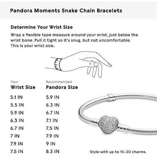  Pandora Womens Bracelet with Pave Heart 590727CZ, Sterling Silver