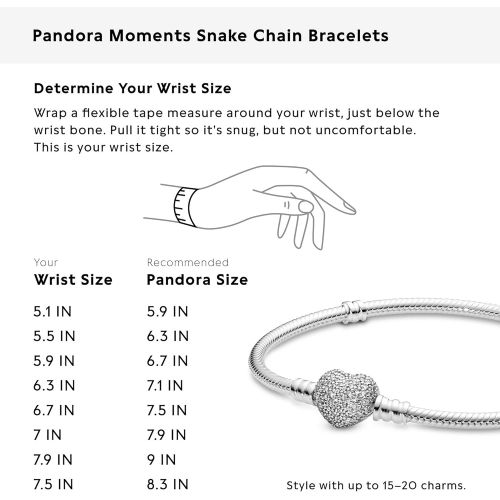  Pandora Womens Bracelet with Pave Heart 590727CZ, Sterling Silver