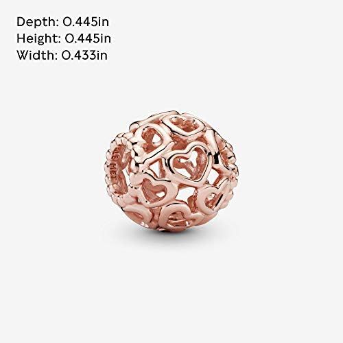  Pandora 780964 Womens Rose All Over Hearts Charm 14 Carat Rose Gold-Plated Metal Alloy