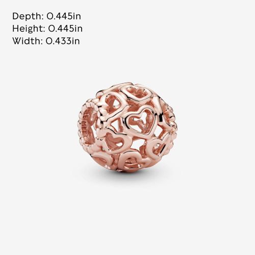  Pandora 780964 Womens Rose All Over Hearts Charm 14 Carat Rose Gold-Plated Metal Alloy