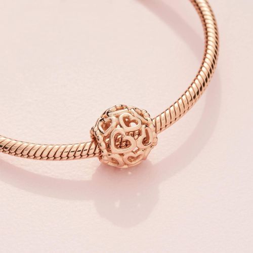  Pandora 780964 Womens Rose All Over Hearts Charm 14 Carat Rose Gold-Plated Metal Alloy