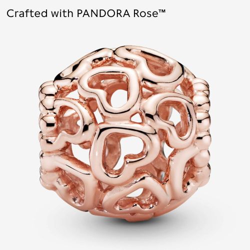  Pandora 780964 Womens Rose All Over Hearts Charm 14 Carat Rose Gold-Plated Metal Alloy