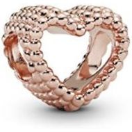 Pandora Ladies Rose Open Metal Pearl Heart Charm 14 Carat Rose Gold Plated Metal Alloy 787516