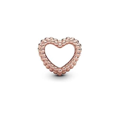  Pandora Ladies Rose Open Metal Pearl Heart Charm 14 Carat Rose Gold Plated Metal Alloy 787516