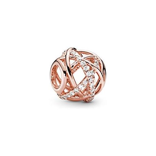  Pandora 781388CZ Womens Rose Sparkling & Polished Lines Charm 14 Carat Rose Gold-Plated Metal Alloy