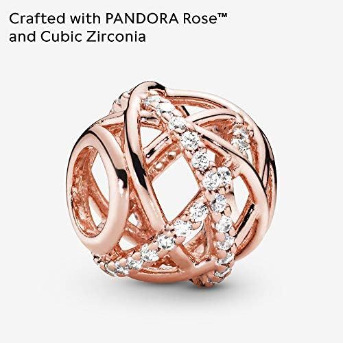  Pandora 781388CZ Womens Rose Sparkling & Polished Lines Charm 14 Carat Rose Gold-Plated Metal Alloy