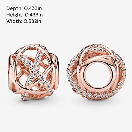  Pandora 781388CZ Womens Rose Sparkling & Polished Lines Charm 14 Carat Rose Gold-Plated Metal Alloy