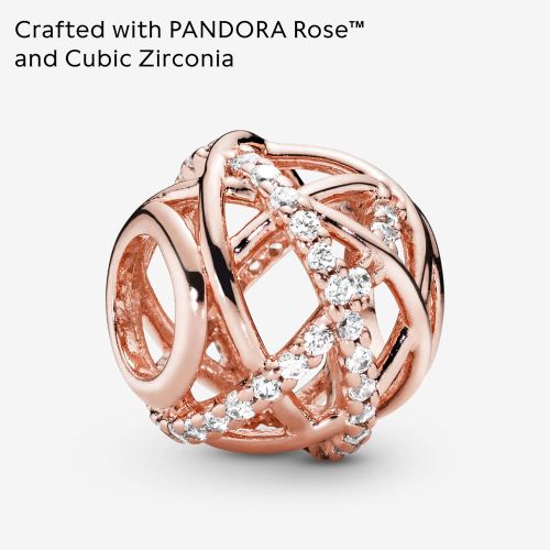  Pandora 781388CZ Womens Rose Sparkling & Polished Lines Charm 14 Carat Rose Gold-Plated Metal Alloy