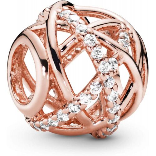  Pandora 781388CZ Womens Rose Sparkling & Polished Lines Charm 14 Carat Rose Gold-Plated Metal Alloy