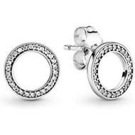 Pandora Logo 290585CZ Stud Earrings Sterling Silver Cubic Zirconia