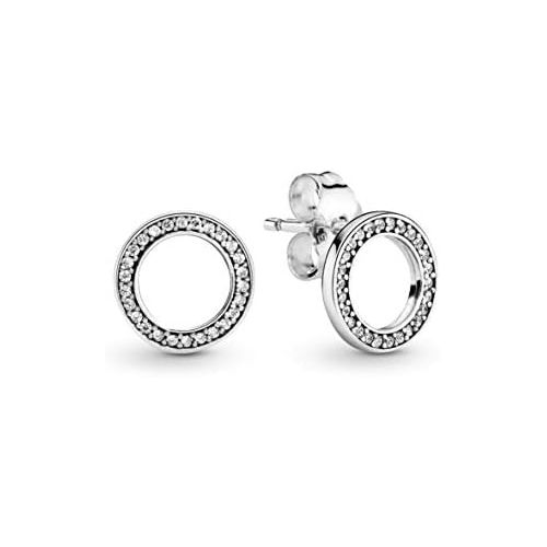  Pandora Logo 290585CZ Stud Earrings Sterling Silver Cubic Zirconia