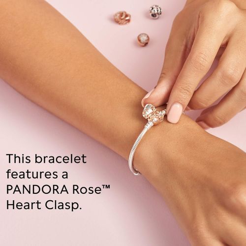  Pandora 580719 Womens Bracelet with Heart Clasp Rose, Silver, Silver