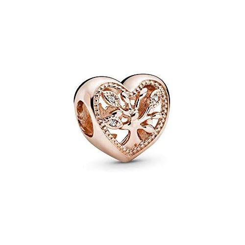  Pandora Open Crafted Family Tree Heart Charm 788826C01 Rose 1.1cm