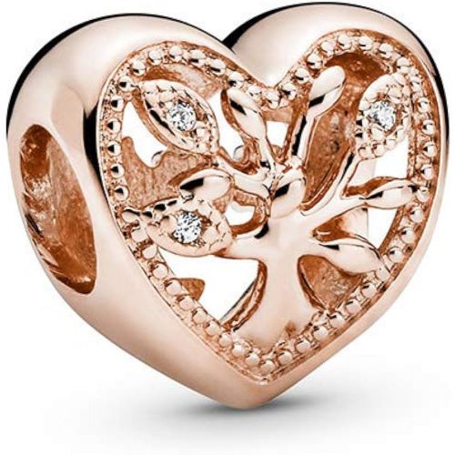  Pandora Open Crafted Family Tree Heart Charm 788826C01 Rose 1.1cm