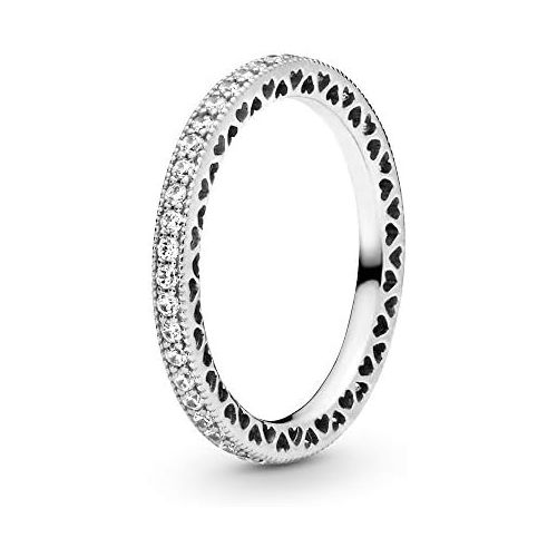  Pandora 190963CZ Womens Ring Heart 925 Sterling Silver Zirconia transparent