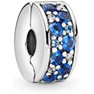 Pandora Moments Blue Pave Clip Sterling Silver Cubic Zirconia 791817NSBMX