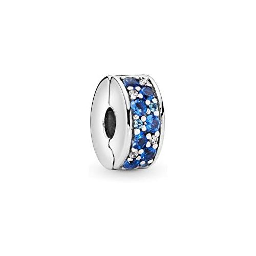  Pandora Moments Blue Pave Clip Sterling Silver Cubic Zirconia 791817NSBMX