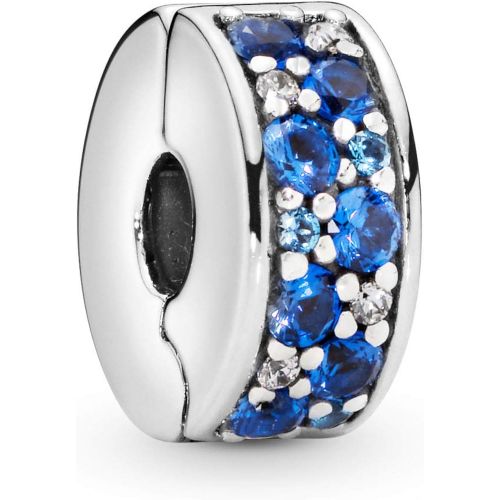  Pandora Moments Blue Pave Clip Sterling Silver Cubic Zirconia 791817NSBMX