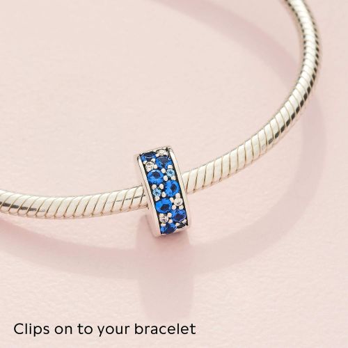  Pandora Moments Blue Pave Clip Sterling Silver Cubic Zirconia 791817NSBMX