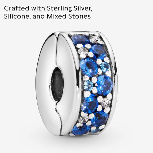  Pandora Moments Blue Pave Clip Sterling Silver Cubic Zirconia 791817NSBMX