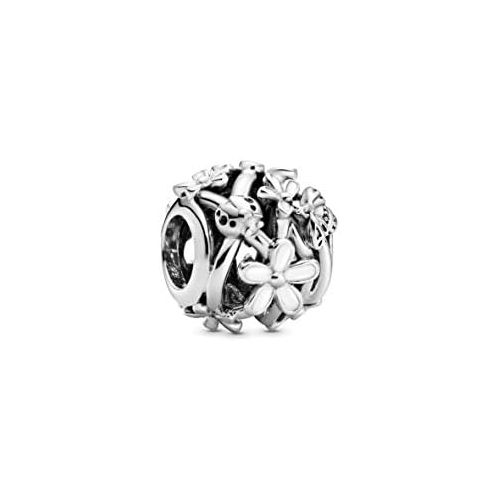  Pandora Open Crafted White Daisy Charm 1.1cm Silver