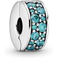 Pandora Moments 791817MCZ Petrol-Coloured Pave Clip Sterling Silver Cubic Zirconia