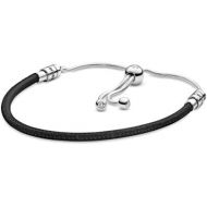 Pandora 597225CBK-2 Womens Leather Sliding Bracelet Sterling Silver Cubic Zirconia