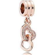 Pandora 781242CZ Womens Rose Intertwined Heart Charm Pendant 14K Rose Gold-Plated Alloy