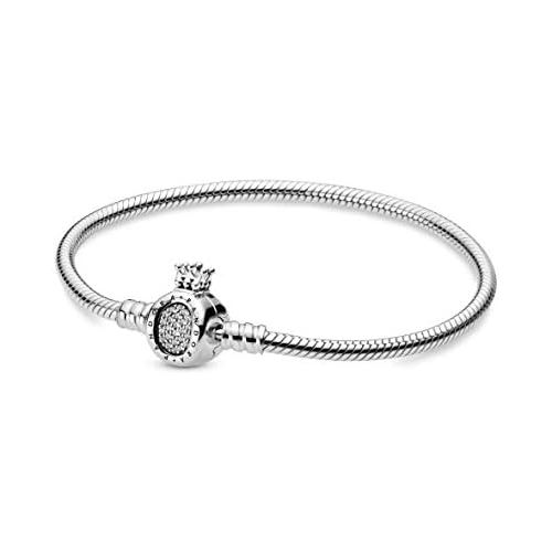  Pandora Moments Crown O 598286CZ Womens Bracelet, Silver, silver-plated