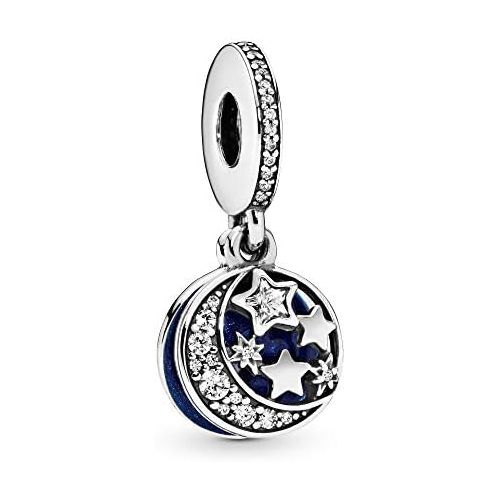  Pandora Moments 791993CZ Moon & Blue Sky Charm Pendant Sterling Silver Cubic Zirconia Enamel