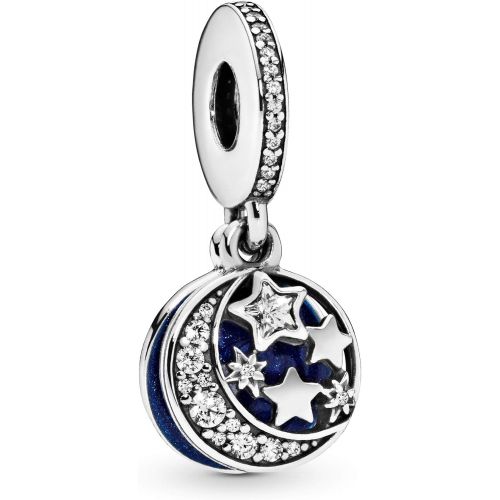  Pandora Moments 791993CZ Moon & Blue Sky Charm Pendant Sterling Silver Cubic Zirconia Enamel