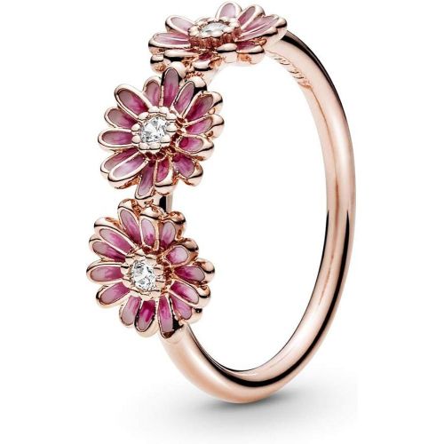  Pandora Rose 188792C01 Womens Ring Pink Daisy Trio, Base Metal, Rose Gold