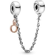 Pandora Rose Safety Chain Dangling Crown O 788313, Silver