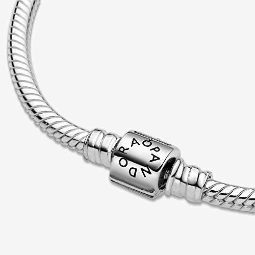  Pandora 598816C00 Womens Bracelet Snake Chain Moments Barrel Clasp Silver, Sterling Silver, Silver