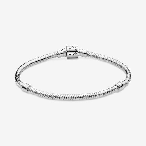  Pandora 598816C00 Womens Bracelet Snake Chain Moments Barrel Clasp Silver, Sterling Silver, Silver