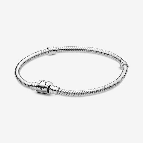  Pandora 598816C00 Womens Bracelet Snake Chain Moments Barrel Clasp Silver, Sterling Silver, Silver