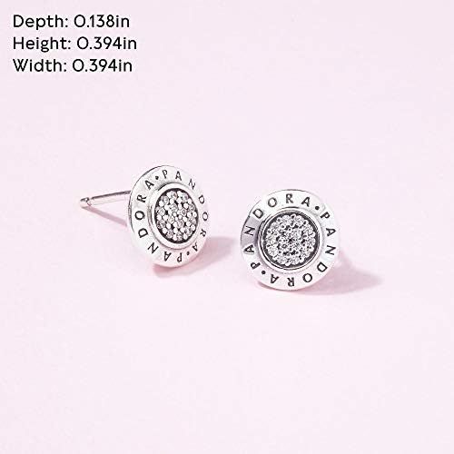  Pandora 290559CZ Sparkling Logo Stud Earrings Sterling Silver