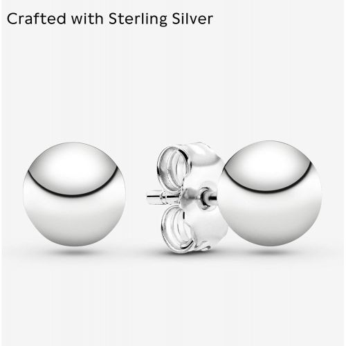  Pandora Womens Classic Metal Pearl Stud Earrings Sterling Silver 297568