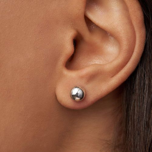  Pandora Womens Classic Metal Pearl Stud Earrings Sterling Silver 297568