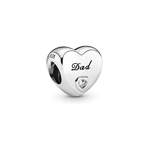  Pandora Moments Dad Heart Charm Sterling Silver 796458CZ