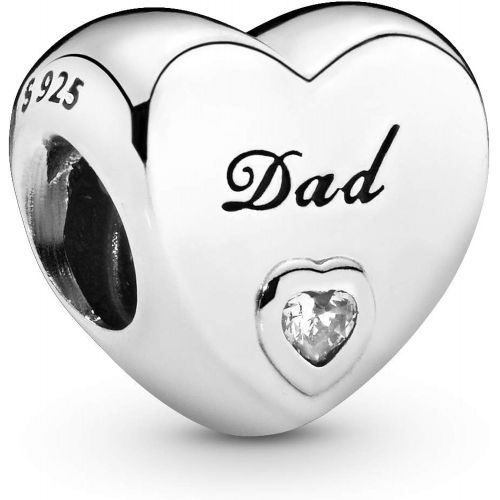  Pandora Moments Dad Heart Charm Sterling Silver 796458CZ