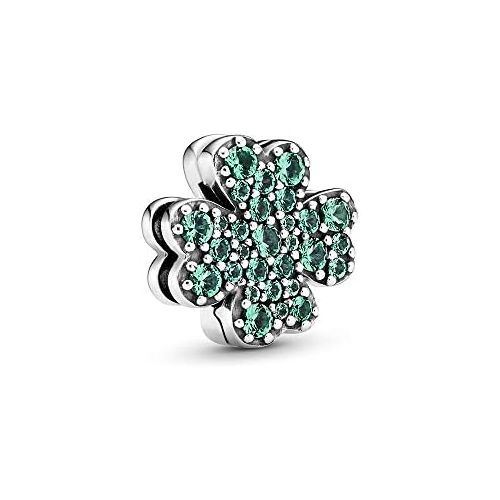  Pandora Pave Four-Leaf Clover Clip Charm Green 1.3 cm 798601C01