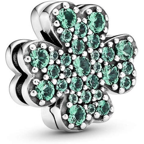  Pandora Pave Four-Leaf Clover Clip Charm Green 1.3 cm 798601C01