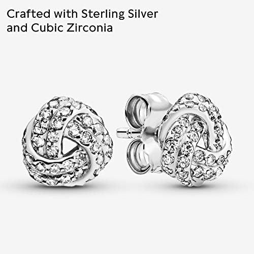  Pandora 290696CZ Womens Earrings Shimmering Knot Sterling Silver Cubic Zirconia