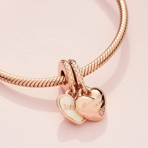  Pandora Moments Mother & Daughter Hearts Womens Charm Pendant Pandora Rose 23 mm