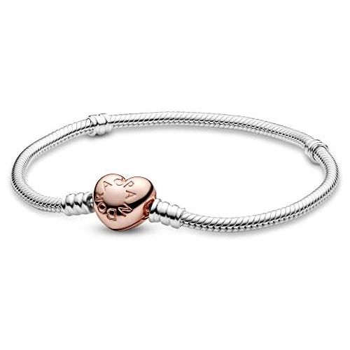  Pandora Bracelet with Heart Shaped Pandora Rose Clasp 580719, Gold Plated, multicoloured