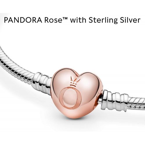  Pandora Bracelet with Heart Shaped Pandora Rose Clasp 580719, Gold Plated, multicoloured